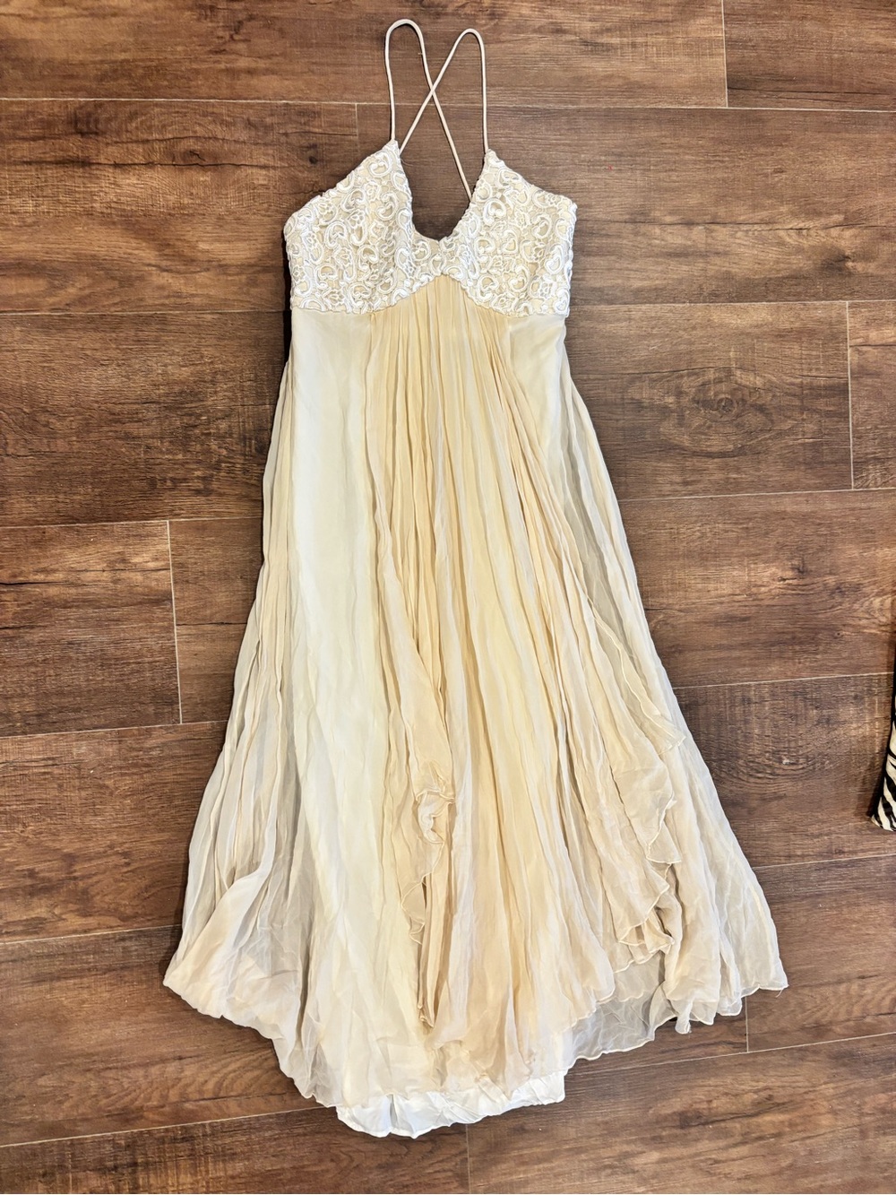 Extremely Rare Jessica McClintock 100% Silk Spaghetti Strap Wedding Dress Size 4